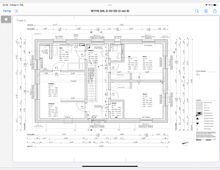 Grundriss eines Obergeschosses eines Gebäudes in technischer Zeichnung. Dargestellt sind Räume wie Schlafzimmer, Ankleidezimmer, Kinderzimmer, Bad und Abstellraum mit genauen Maßangaben, Wandstärken und Hinweisen zu Baumaterialien und Flächen.