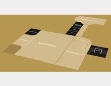 Grafischer Grundriss eines Veranstaltungsortes mit beschrifteten Bereichen wie „Meistersaal“, „Wandelhalle“, „Bühne“ und „Backstage“ sowie einem Zugang zum „Grünen Salon“ mit „Raucherlounge“ und WC. Rechts sind eine Treppe und ein separater Liftbereich dargestellt.