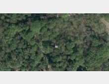 Luftaufnahme eines dicht bewaldeten Gebiets mit überwiegend grün belaubten Bäumen. Das Bild zeigt eine Parzellierung, die das Grundstück mit der Nummer „70“ hervorhebt.